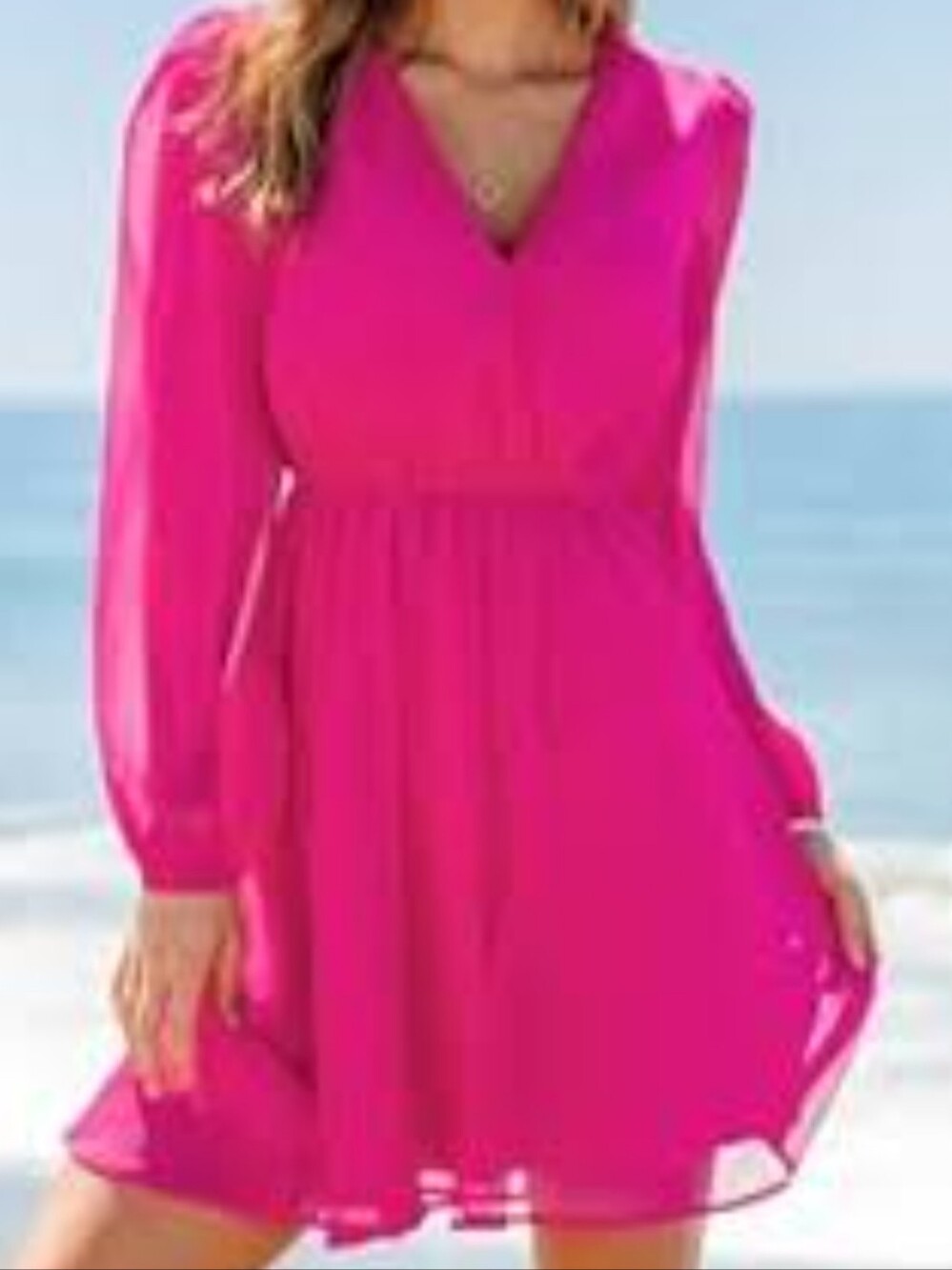 NWT Cupshe Hot Pink V Neck Mini Dress    Size S